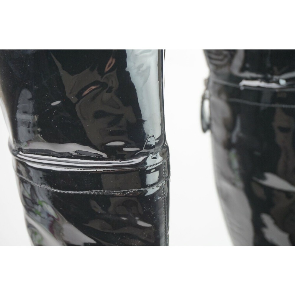 Chanel Women's Black Patent Leather Over The Knee CC Boots Size 36 - Picture 11 of 12